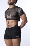 CellBlock13 Chain Reaction Mesh Crop Top (CBS348)