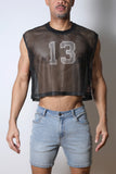 CellBlock13 Field Goal Football Mesh Muscle Cropped Tee (CBS411)