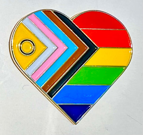 Inclusive Progress Pride Flag Heart Lapel Pin