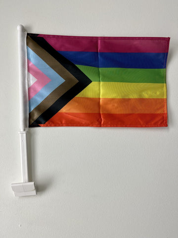 Progress Pride Window Clip Car Flag