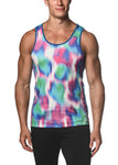 St33le Teal Techno Jungle Printed Mesh Tank Top (11071)