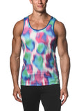 St33le Teal Techno Jungle Printed Mesh Tank Top (11071)