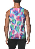 St33le Teal Techno Jungle Printed Mesh Tank Top (11071)