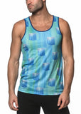 St33le Stretch Mesh Tank Top - Blue Ice Cubes (11074)