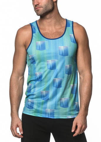 St33le Stretch Mesh Tank Top - Blue Ice Cubes (11074)