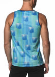 St33le Stretch Mesh Tank Top - Blue Ice Cubes (11074)