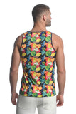 St33le Printed Stretch Mesh Tank Top - Rainbow Abstract Tropics (11084)