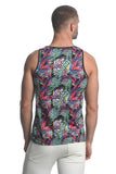 St33le Printed Stretch Mesh Tank Top - Rainbow Jungle Abstact (11087)