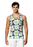 St33le Printed Stretch Mesh Tank Top - Citrus/Black Floral (11091)