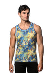 St33le Printed Stretch Mesh Tank Top - Royal/Gold Jungle (11094)