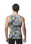 St33le Printed Stretch Mesh Tank Top - Navy/Royal Floral (11095)