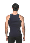 St33le Cotton/Tencel Rib Tank Top With Contrast Piping (16009)