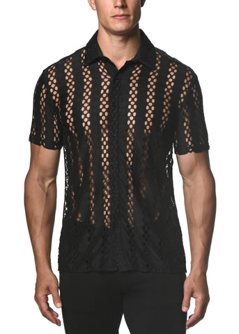 St33le Honeycomb Stretch Lace Gossamer Shirt (24014)