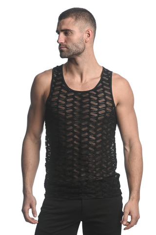 St33le Vertical Wave Stretch Gossamer Knit Tank Top (24201)