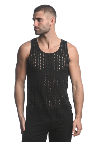 St33le Micro Arrows Stretch Gossamer Knit Tank Top (24202)