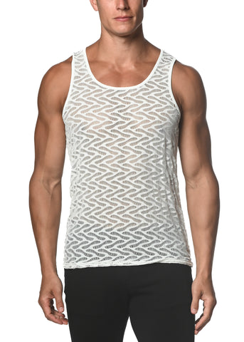 St33le Squiggly Stretch Gossimer Lace Tank Top (25003)
