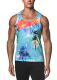 St33le Azure Palms Printed Stretch Jersey Knit Tank Top (471)