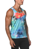 St33le Azure Palms Printed Stretch Jersey Knit Tank Top (471)