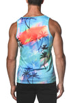 St33le Azure Palms Printed Stretch Jersey Knit Tank Top (471)