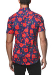 St33le Printed Cotton Knit Jersey Short Sleeve Shirt - Poppy Cherries (9259)