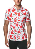 St33le Printed Cotton Knit Jersey Short Sleeve Shirt - Poppy Cherries (9259)