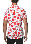 St33le Printed Cotton Knit Jersey Short Sleeve Shirt - Poppy Cherries (9259)