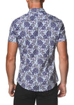 St33le Printed Cotton Knit Jersey Short Sleeve Shirt - Blue Floral (9266)