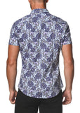 St33le Printed Cotton Knit Jersey Short Sleeve Shirt - Blue Floral (9266)