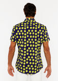 St33le Navy/Kiwi Fruits Printed Cotton Kint Jersey Short Sleeve Shirt (9330)