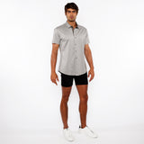 St33le Solid Stretch Knit Jersey Short Sleeve Shirt W/Contrast Placket (963-04)