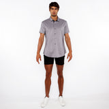 St33le Solid Stretch Knit Jersey Short Sleeve Shirt W/Contrast Placket (963-04)