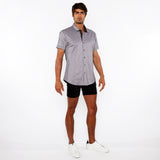 St33le Solid Stretch Knit Jersey Short Sleeve Shirt W/Contrast Placket (963-04)