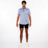 St33le Solid Stretch Knit Jersey Short Sleeve Shirt W/Contrast Placket (963-04)