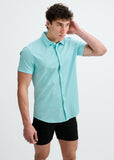 St33le Solid Stretch Knit Jersey Short Sleeve Shirt (963-06)