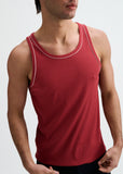 St33le Rib Stretch Cotton/Tencel Tank W/Fine Piping Detail (16011)