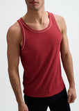 St33le Rib Stretch Cotton/Tencel Tank W/Fine Piping Detail (16011)