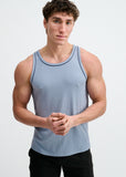 St33le Rib Stretch Cotton/Tencel Tank W/Fine Piping Detail (16011)