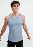 St33le Rib Stretch Cotton/Tencel Tank W/Fine Piping Detail (16011)