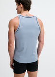St33le Rib Stretch Cotton/Tencel Tank W/Fine Piping Detail (16011)