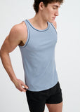 St33le Rib Stretch Cotton/Tencel Tank W/Fine Piping Detail (16011)