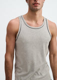 St33le Rib Stretch Cotton/Tencel Tank W/Fine Piping Detail (16011)
