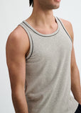 St33le Rib Stretch Cotton/Tencel Tank W/Fine Piping Detail (16011)