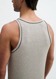 St33le Rib Stretch Cotton/Tencel Tank W/Fine Piping Detail (16011)