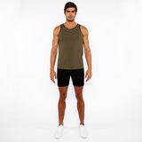 St33lel Rib Stretch Cotton/Rayon Ringer Tank With Piping Detail (16009-01)