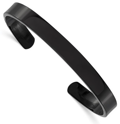 Chisel Stainless Steel Polished Black IP-plated 9mm Cuff Bangle (SRB247)