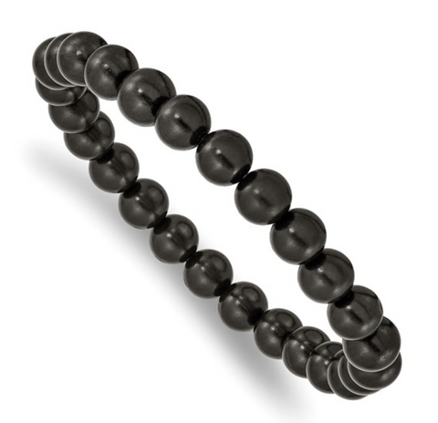 Chisel 8mm Black Wood Beaded Stretch Bracelet (SRB2515)