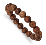 Chisel 10mm Burma Padauk Wood Beaded Stretch Bracelet (SRB2804)