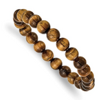 Chisel 8mm Yellow Tiger's Eye Agate Beaded Stretch Bracelet (SRB2849)