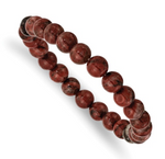 Chisel 8mm Sesame Red Agate Beaded Stretch Bracelet (SRB2851)