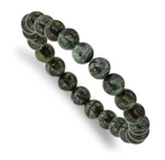 Chisel 8mm Green Eye Agate Beaded Stretch Bracelet (SRB2862)